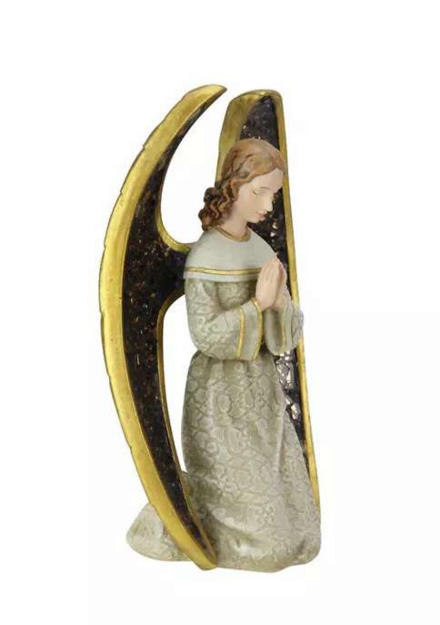 Home * | Best Sale Roman 8 And Gray Praying Angel With Mosaic Wings Tabletop Christmas Figure Gold