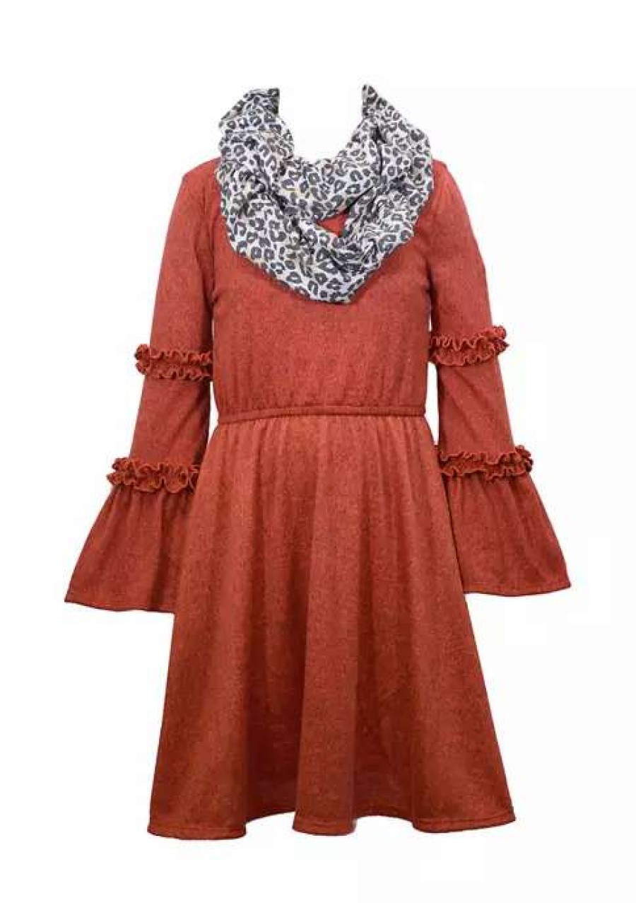 Kids * | Wholesale Bonnie Jean Girls 7-16 Knit Solid Dress Burgundy