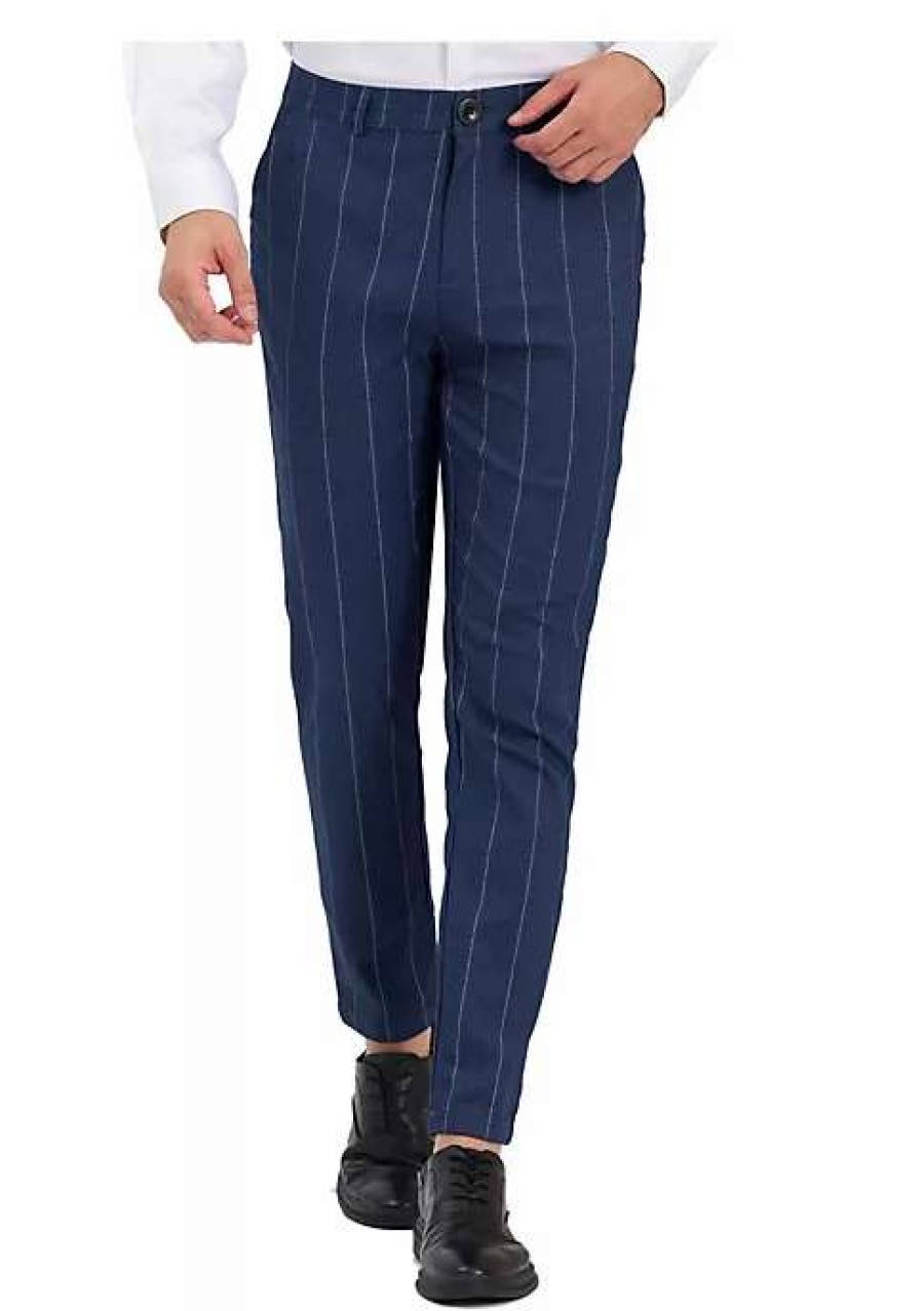 Men * | Discount Lars Amadeus Men'S Striped Dress Pants Slim Fit Prom Wedding Formal Trousers