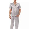 Men * | Cheapest Lars Amadeus Men'S Satin Pajama Sets Sleepwear Short Sleeves Button Down Night Wear Set