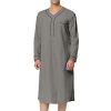 Men * | Buy Lars Amadeus Men'S Nightshirt Cotton Sleep Shirt Long Sleeves Henley Nightgown Sleepwear