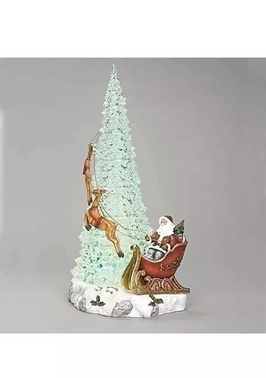 Home * | Budget Roman 17.5 Led Musical Tree With Santa And Reindeer Figurine Clear