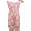 Kids * | Best Sale Bonnie Jean Toddler Girls Button Front Floral Romper With Matching Headband Pink