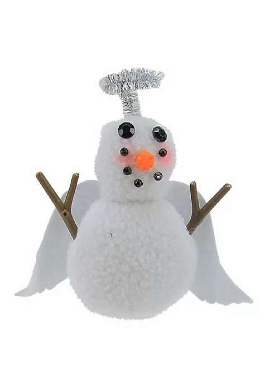 Home * | Best Reviews Of Roman 5 Plush Angel Snowman With Silver Halo Decorative Christmas Ornament White