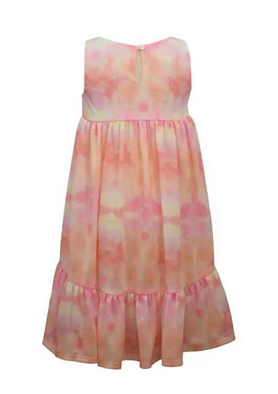 Kids * | Deals Bonnie Jean Girls 4-6X Tie Dye Flounce Dress Peach