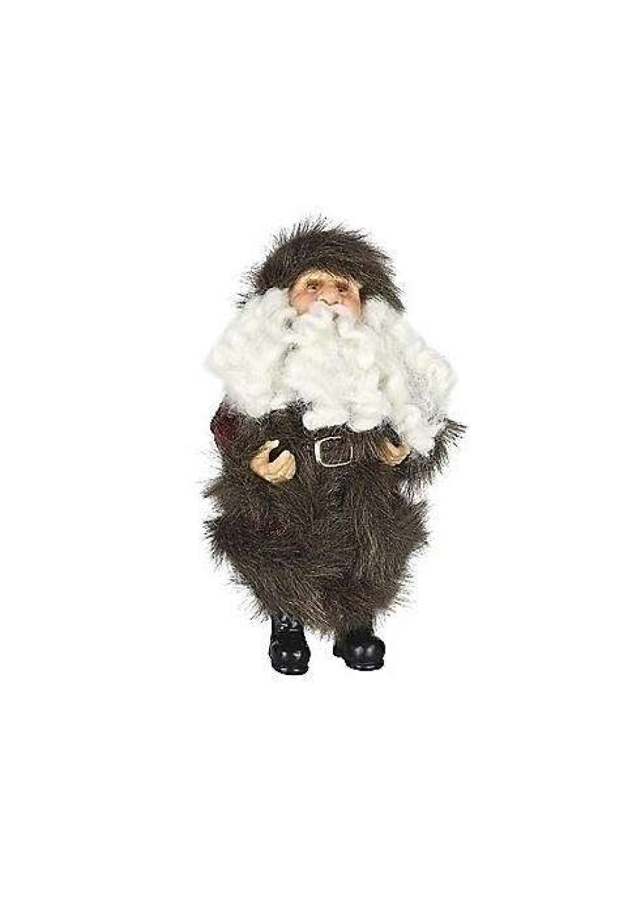 Home * | Discount Roman 10 And White Christmas Santa Claus In Burgundy Faux Fur Suit Figure Brown