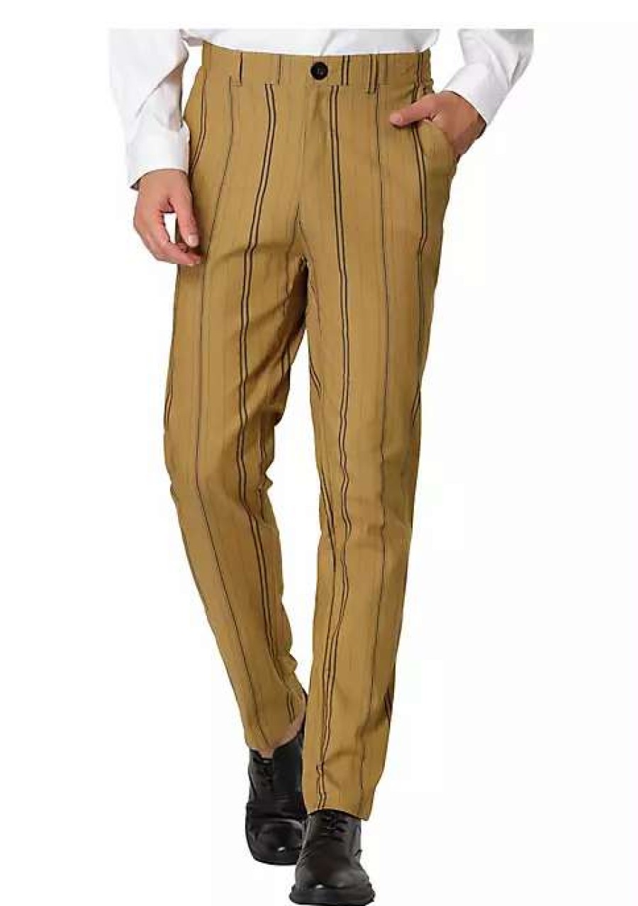 Men * | Brand New Lars Amadeus Men'S Dress Striped Pants Slim Fit Flat Front Business Pencil Trousers