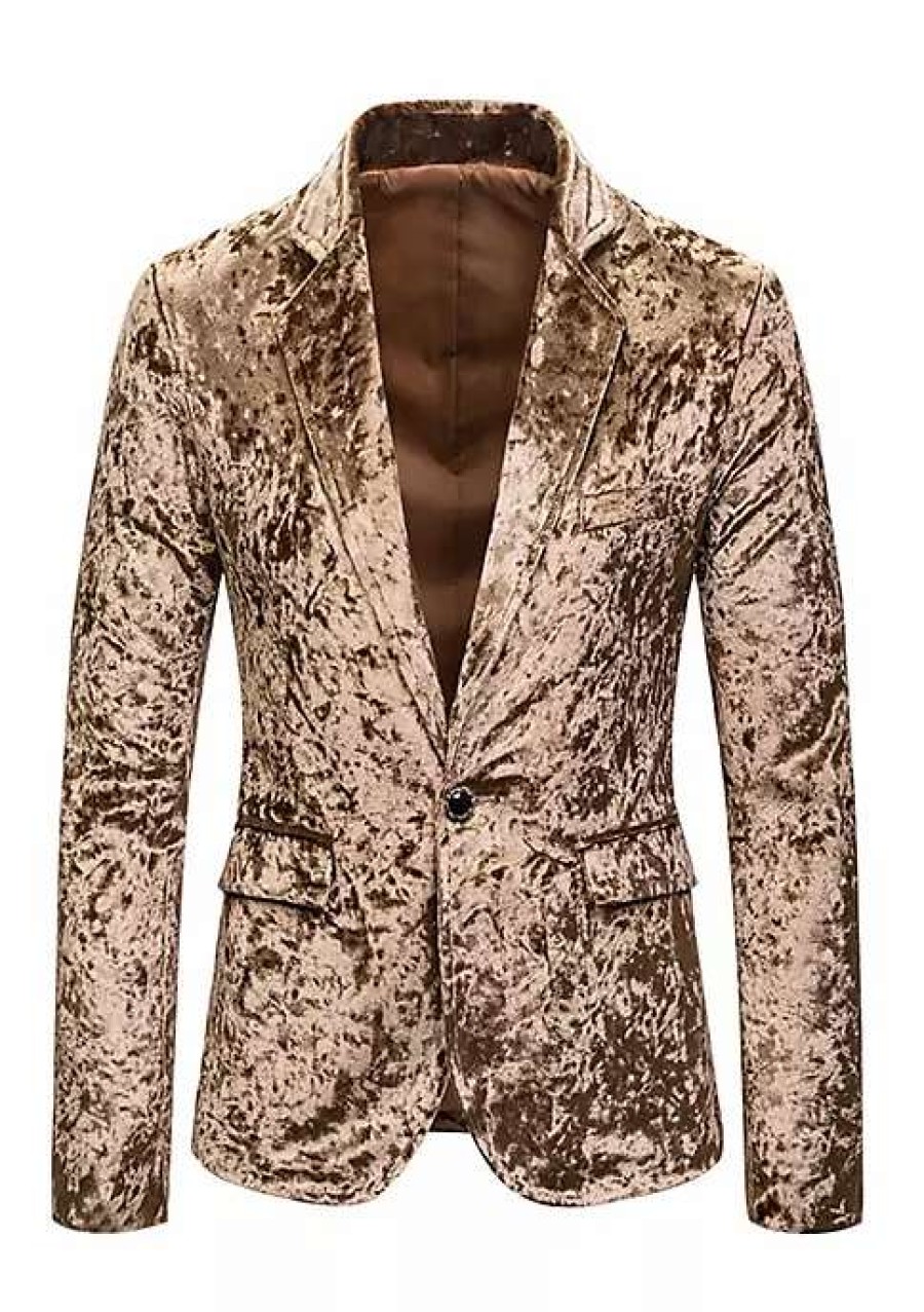 Men * | Cheap Lars Amadeus Men'S Velvet Blazer Lapel Collar Solid Slim Fit Wedding Prom Sports Coat