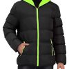 Men * | Coupon Lars Amadeus Men'S Hooded Puffer Jacket Winter Warm Full Zip Contrast Color Hoodie Coat