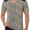 Costumes & Cosplay * | Wholesale Lars Amadeus Men'S T Shirts Summer Cheetah T-Shirt V Neck Printed Tee Top