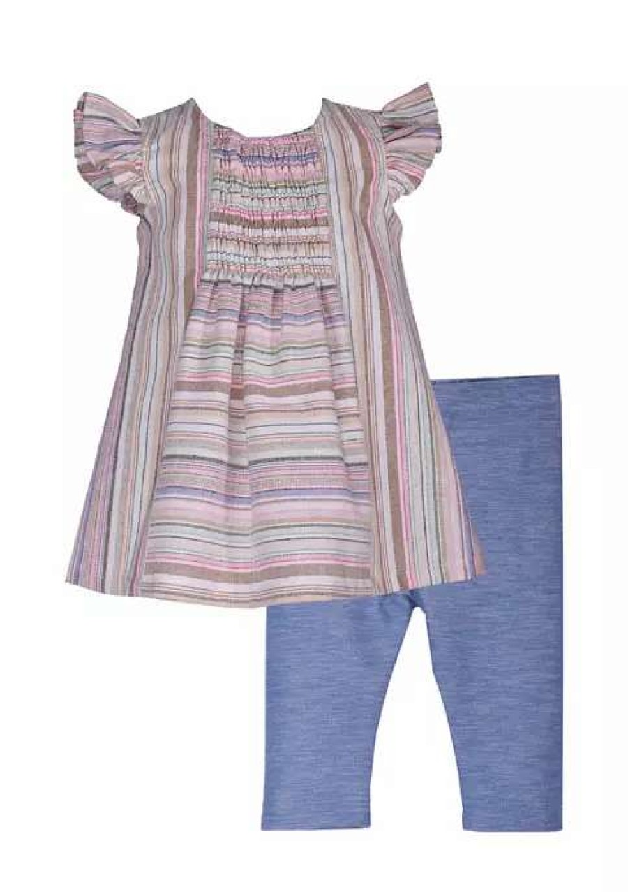 Kids * | Top 10 Bonnie Jean Girls 4-6X Woven Top And Legging Set Multi