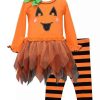 Kids * | Brand New Bonnie Jean Baby Girls Halloween Tutu Set Orange