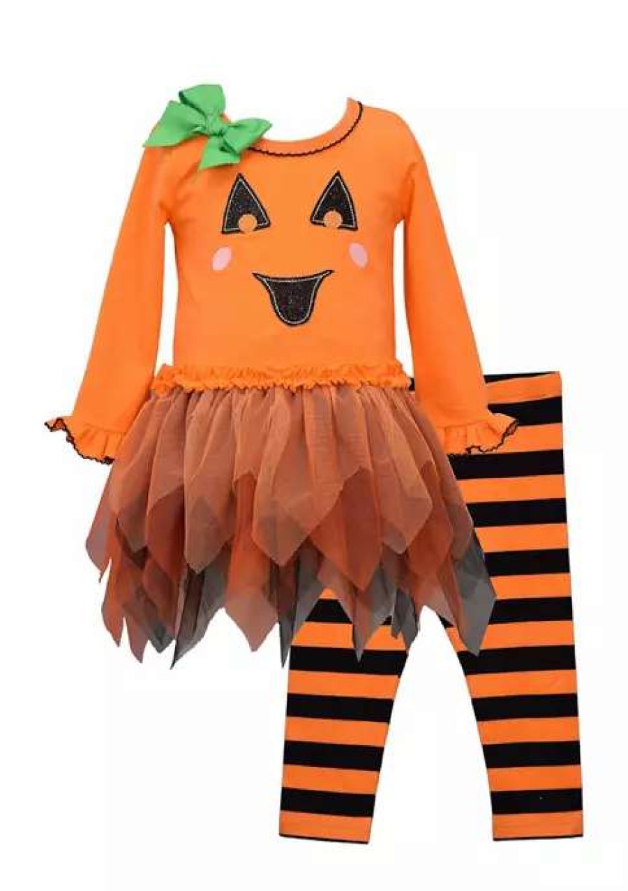 Kids * | Brand New Bonnie Jean Baby Girls Halloween Tutu Set Orange