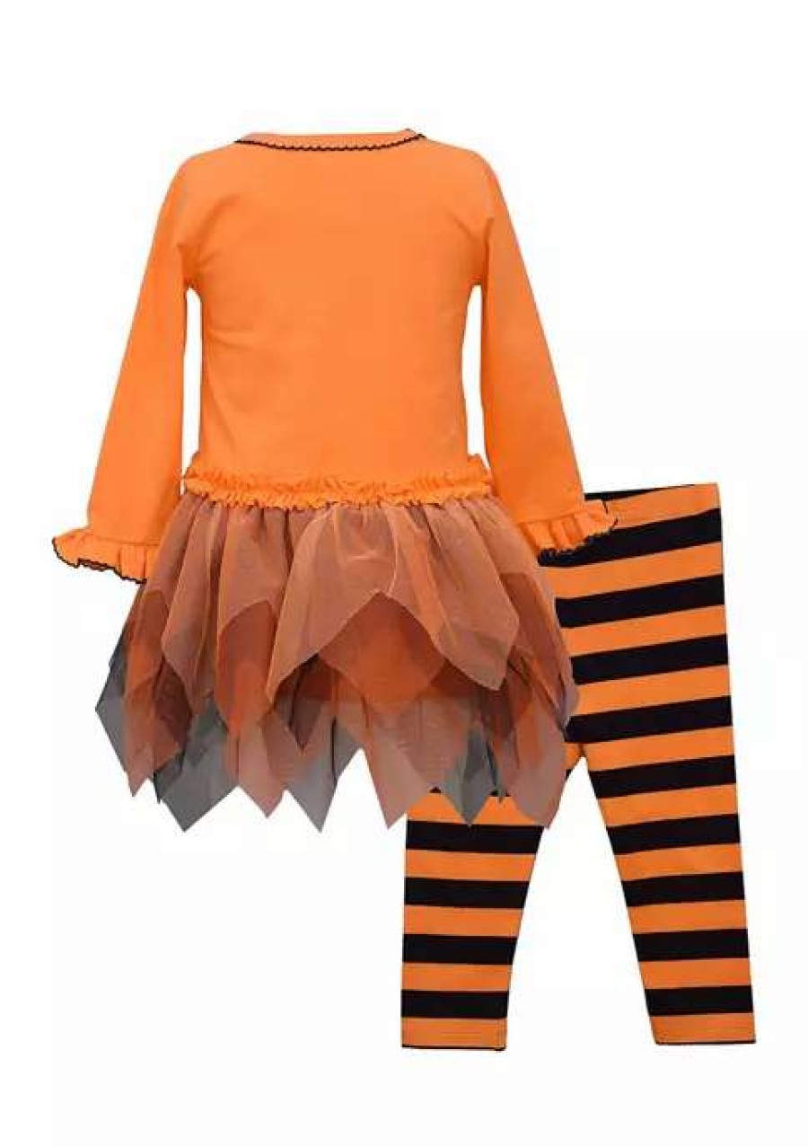 Kids * | Brand New Bonnie Jean Baby Girls Halloween Tutu Set Orange