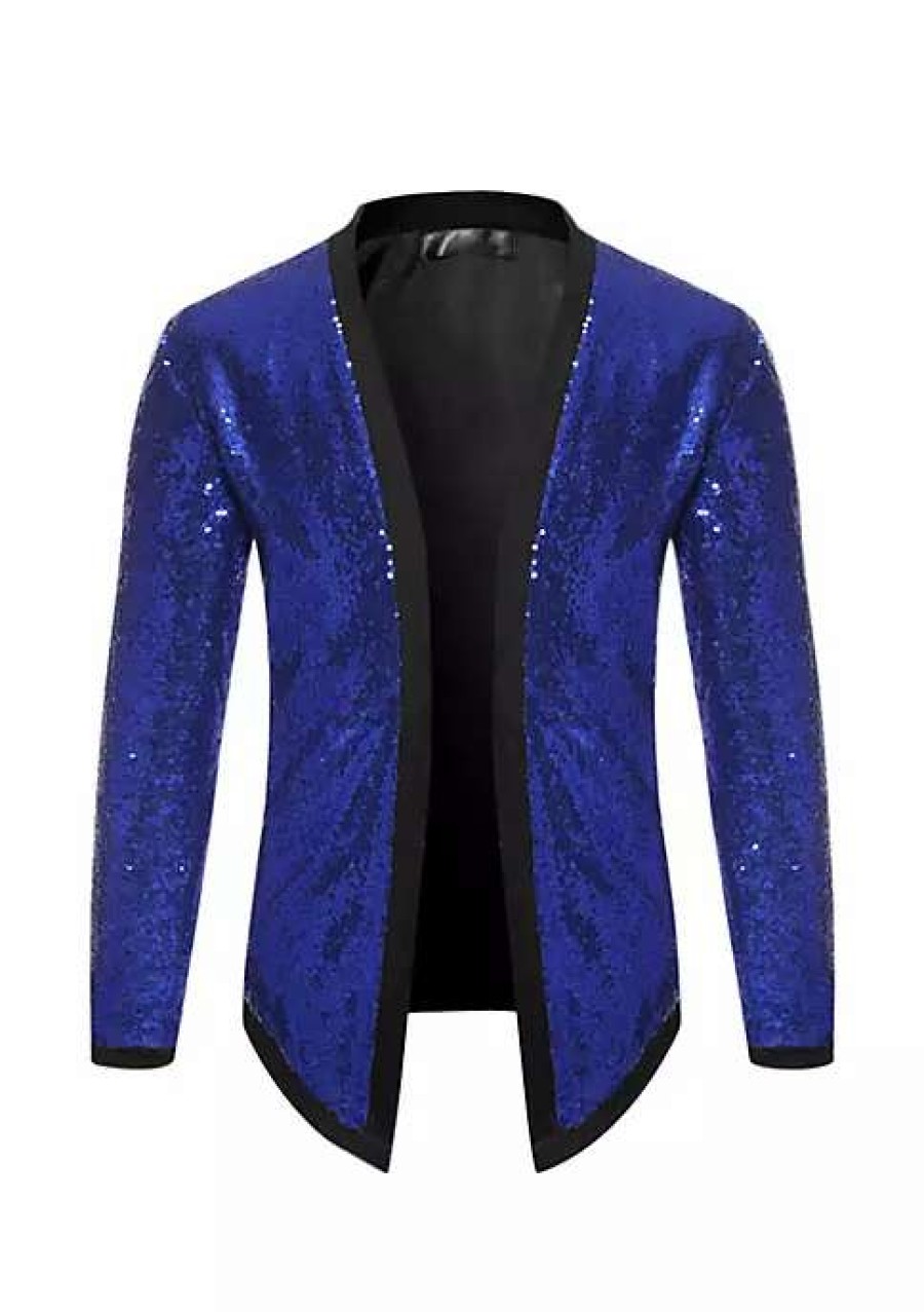 Men * | Best Pirce Lars Amadeus Men'S Sequin Cardigan Sparkle Open Front Disco Party Glitter Jacket