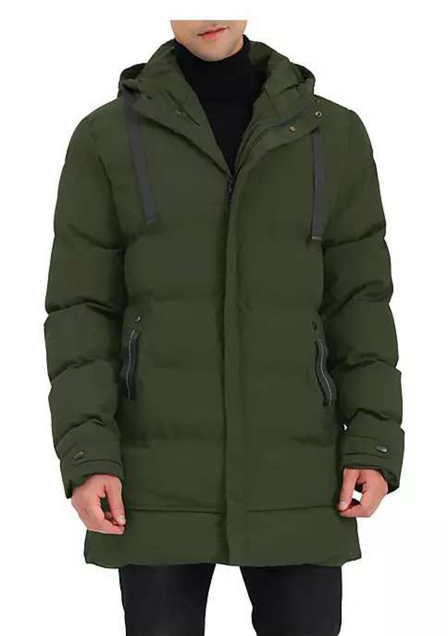 Men * | Best Reviews Of Lars Amadeus Men'S Drawstring Hooded Puffer Jacket Zip Up Parka Long Down Coat