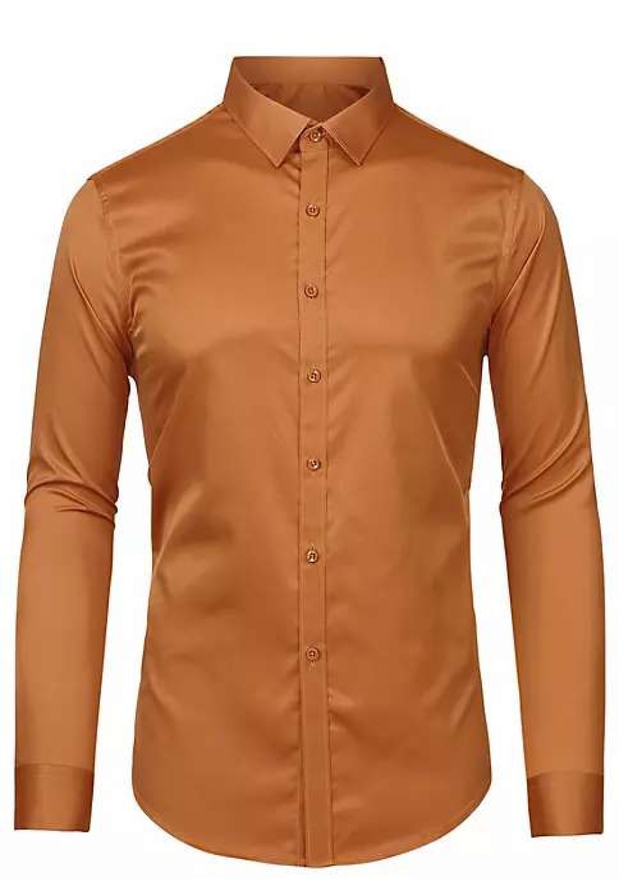 Men * | Outlet Lars Amadeus Men'S Dress Regular Fit Point Collar Long Sleeve Button Down Solid Shirts