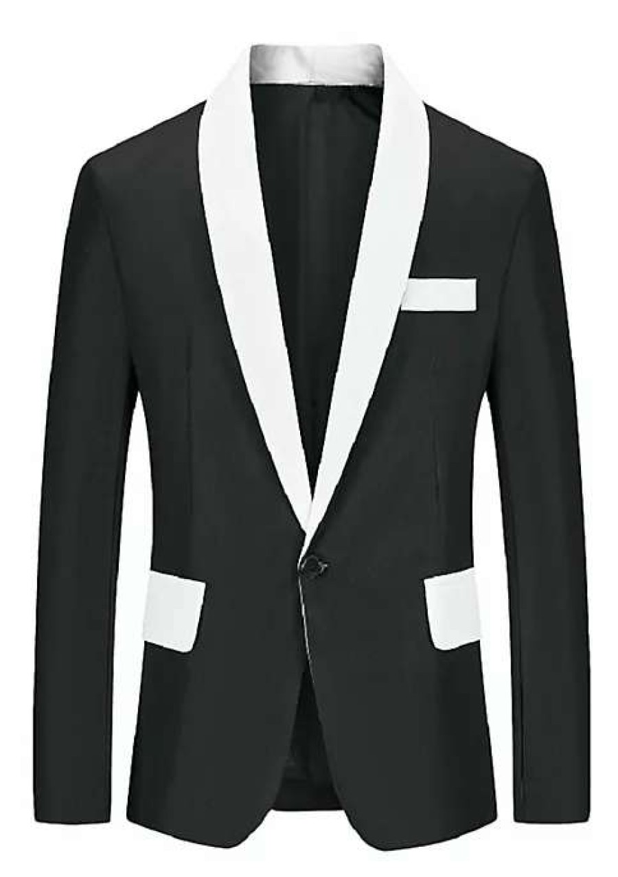 Men * | Promo Lars Amadeus Men'S Formal Blazer Slim Fit Contrast Color One Button Sports Coat Suit Jacket