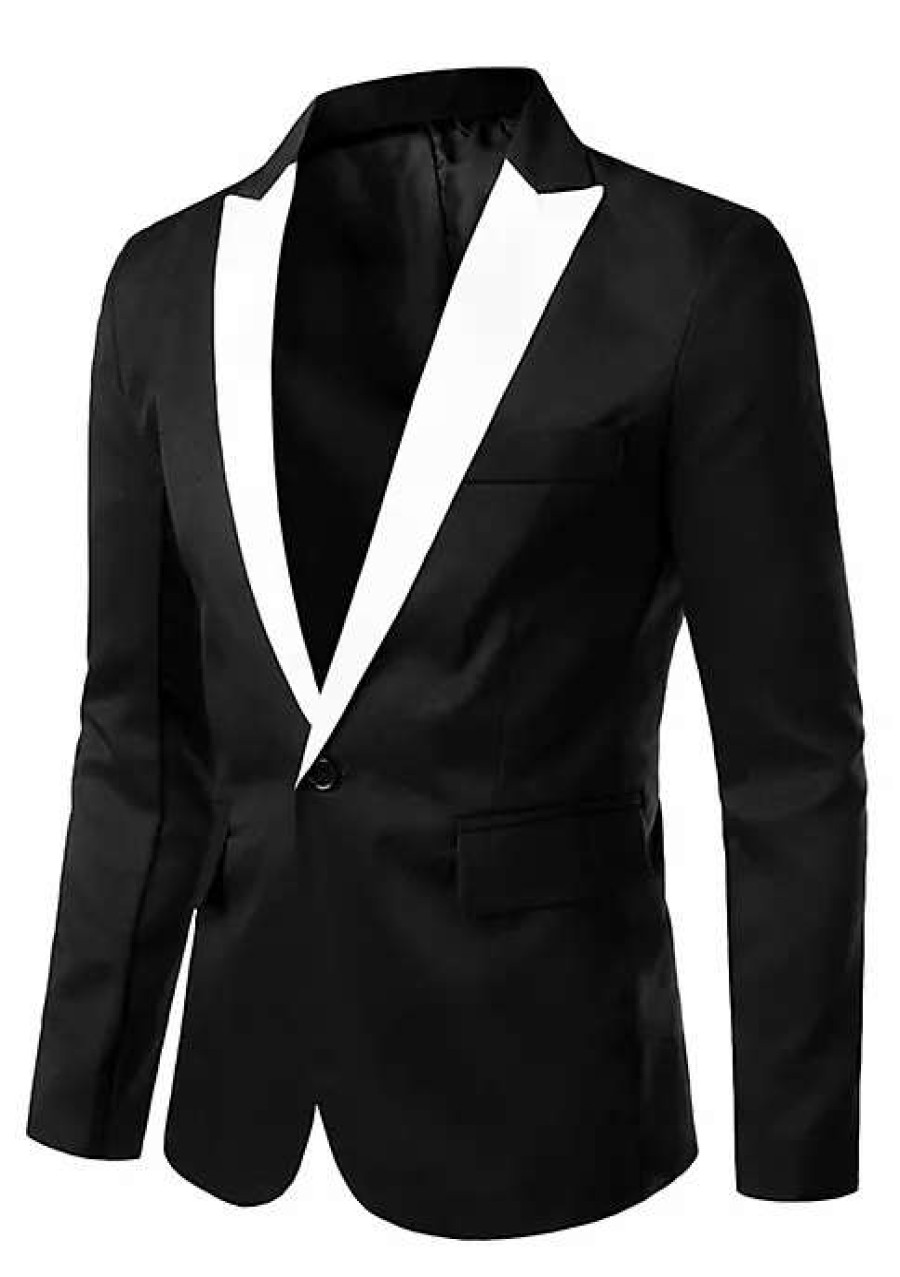 Men * | Best Deal Lars Amadeus Men'S Dress Slim Fit Blazer Contrast Color Collar One Button Prom Suit Sports Coat