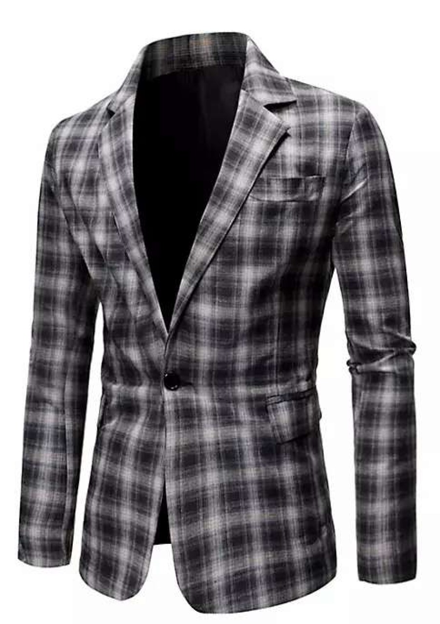 Men * | Coupon Lars Amadeus Men'S Dress Plaid Blazer Button Lightweight Slim Fit Checked Suit Sport Coat Jacket