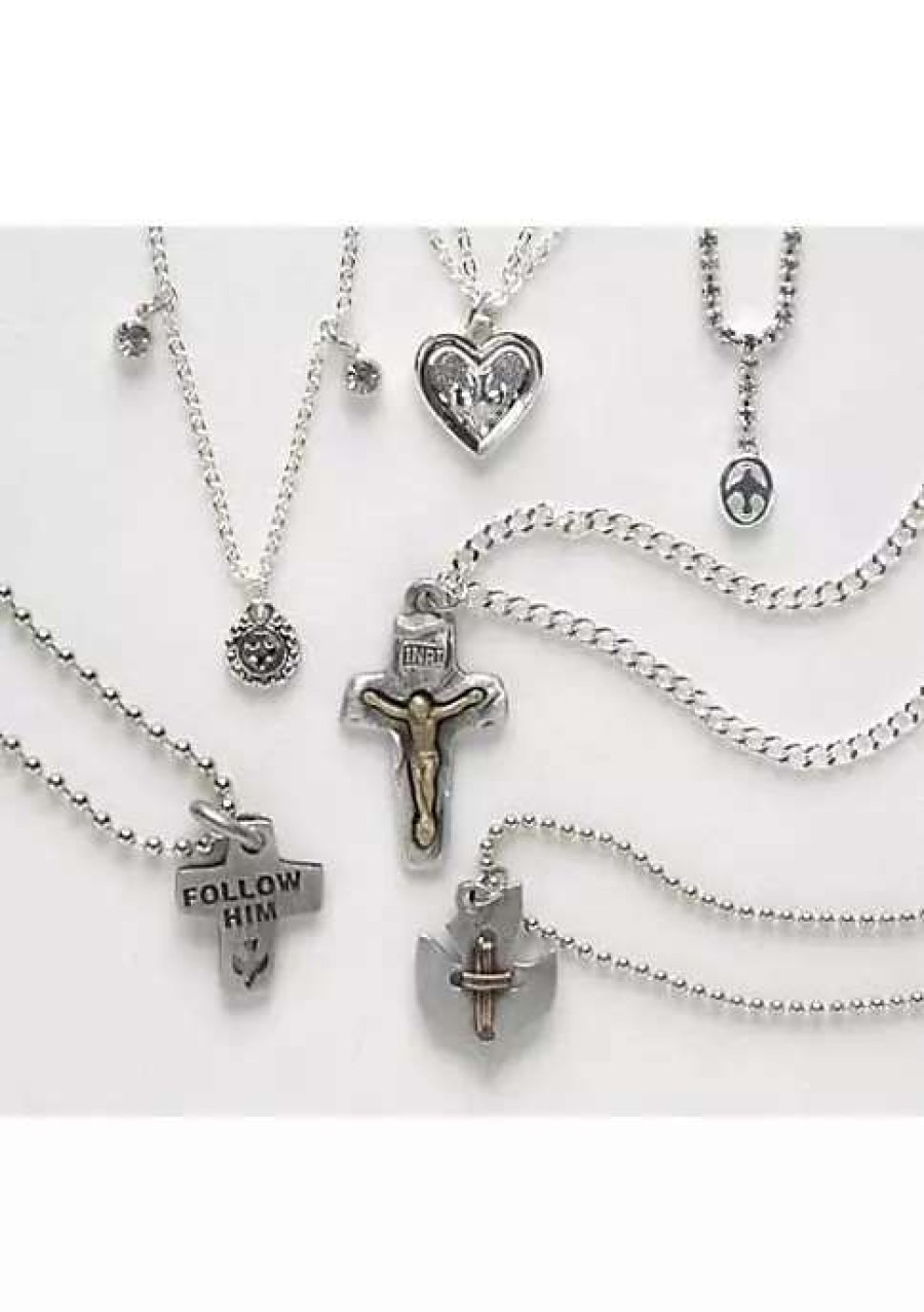 Home * | Promo Roman Club Pack Of 12 Assorted Religious Confirmation Pendants 24 Silver