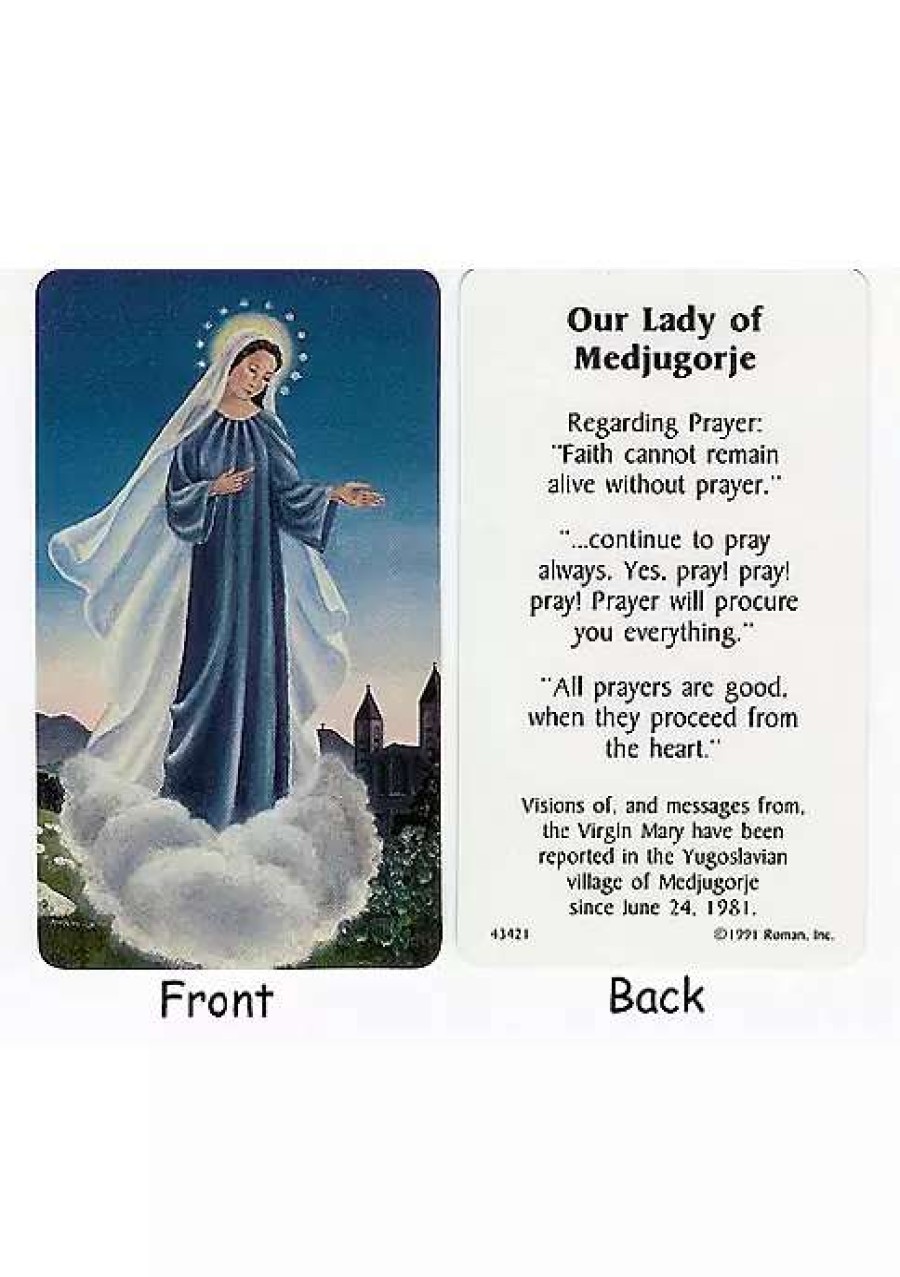 Home * | Best Sale Roman Club Pack Of 50 "Our Lady Of Medjugorje" Religious Prayer Cards #43421 White