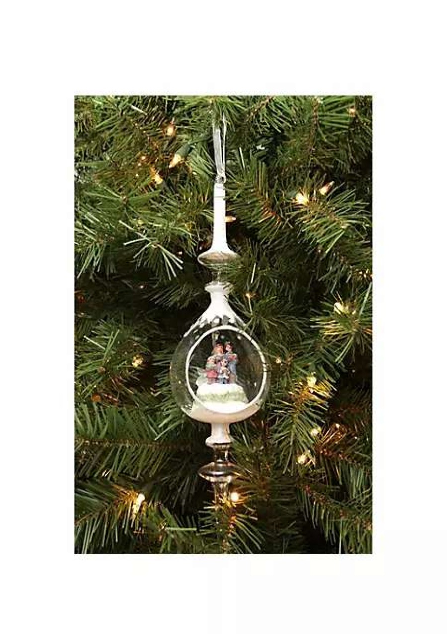 Home * | Promo Roman 12.5 Caroling Family Inside Of Glass Pendant Christmas Finial Ornament White