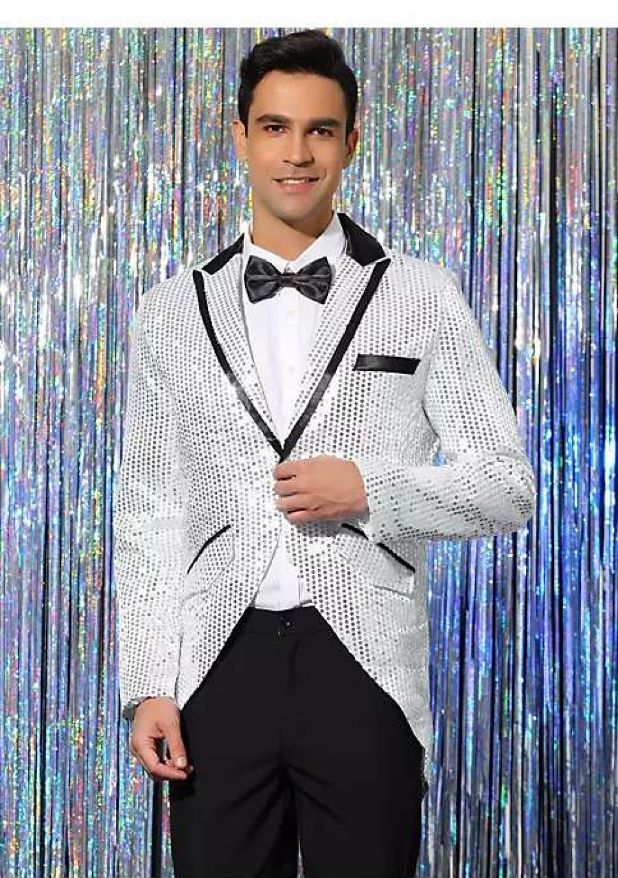 Men * | Cheap Lars Amadeus Men'S Sequin Tailcoat Tuxedo Blazer Party Wedding Show Sparkle Suit Jacket