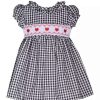 Kids * | New Bonnie Jean Baby Girls Short Sleeve Smocked Heart Dress Black/White