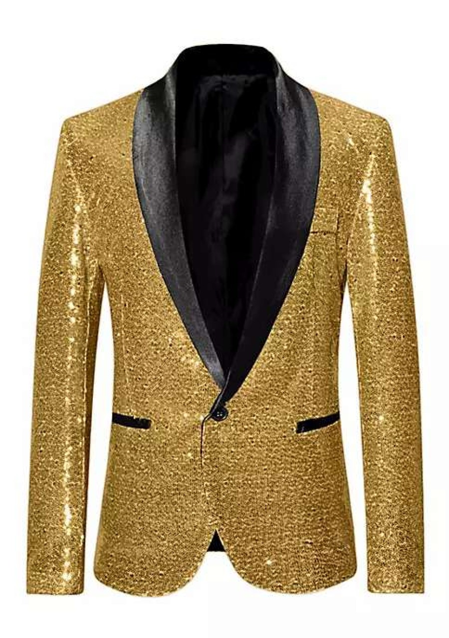 Men * | Best Sale Lars Amadeus Men'S Sequin Sport Coats Shawl Lapel One Button Tuxedo Wedding Shiny Blazer