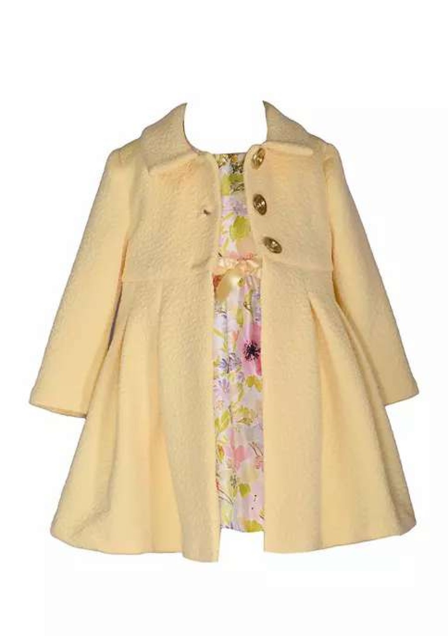 Kids * | Best Sale Bonnie Jean Baby Girls Long Sleeve Floral Coat Set Yellow