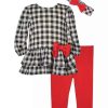 Kids * | Outlet Bonnie Jean Girls 4-6X Shiny Check Tunic And Pants Set Black/White