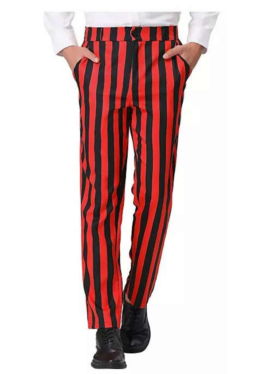 Men * | Flash Sale Lars Amadeus Men'S Striped Pants Casual Skinny Fit Color Block Pencil Dress Trousers