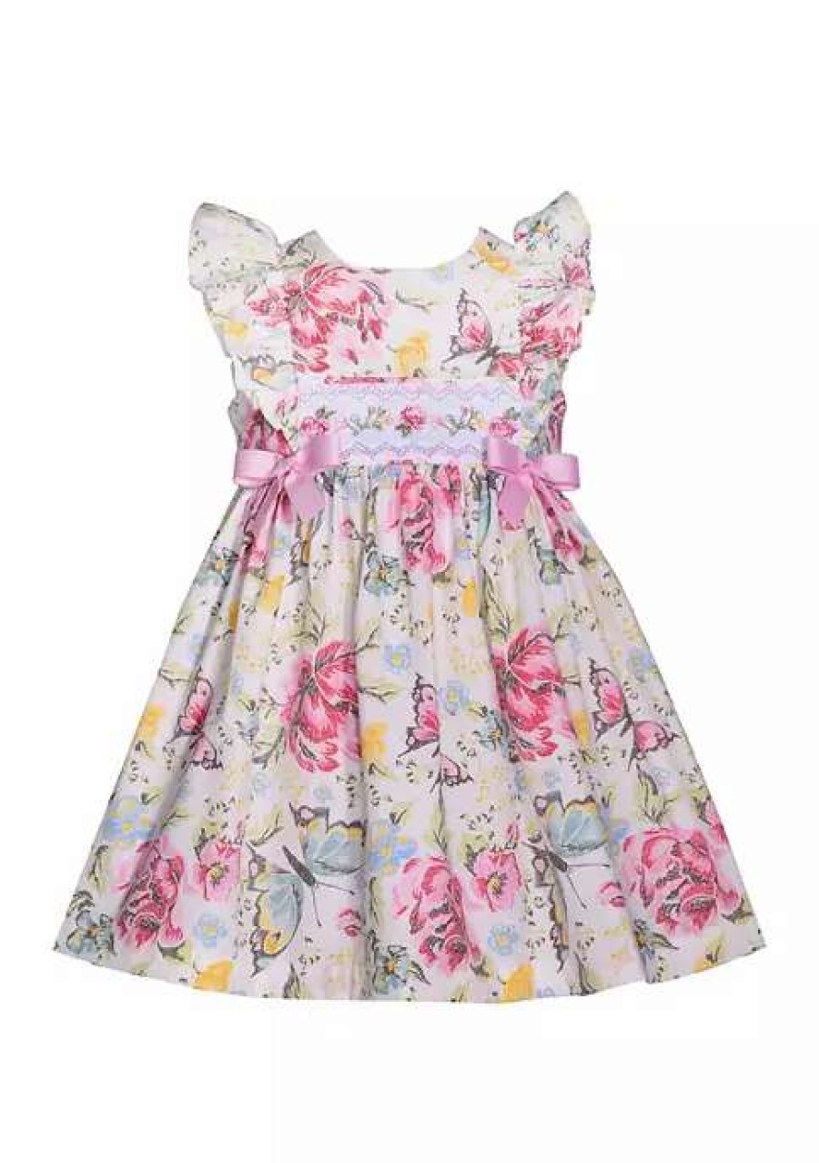 Kids * | Promo Bonnie Jean Toddler Girls Butterfly Smocked Dress Rose