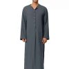 Men * | Flash Sale Lars Amadeus Men'S Nightshirt Cotton Sleep Shirt Side Split Long Gown With Pockets Gray