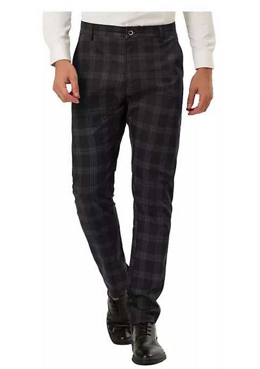 Men * | Best Sale Lars Amadeus Men'S Slim Fit Plaid Checks Pattern Dress Chino Pants Trousers