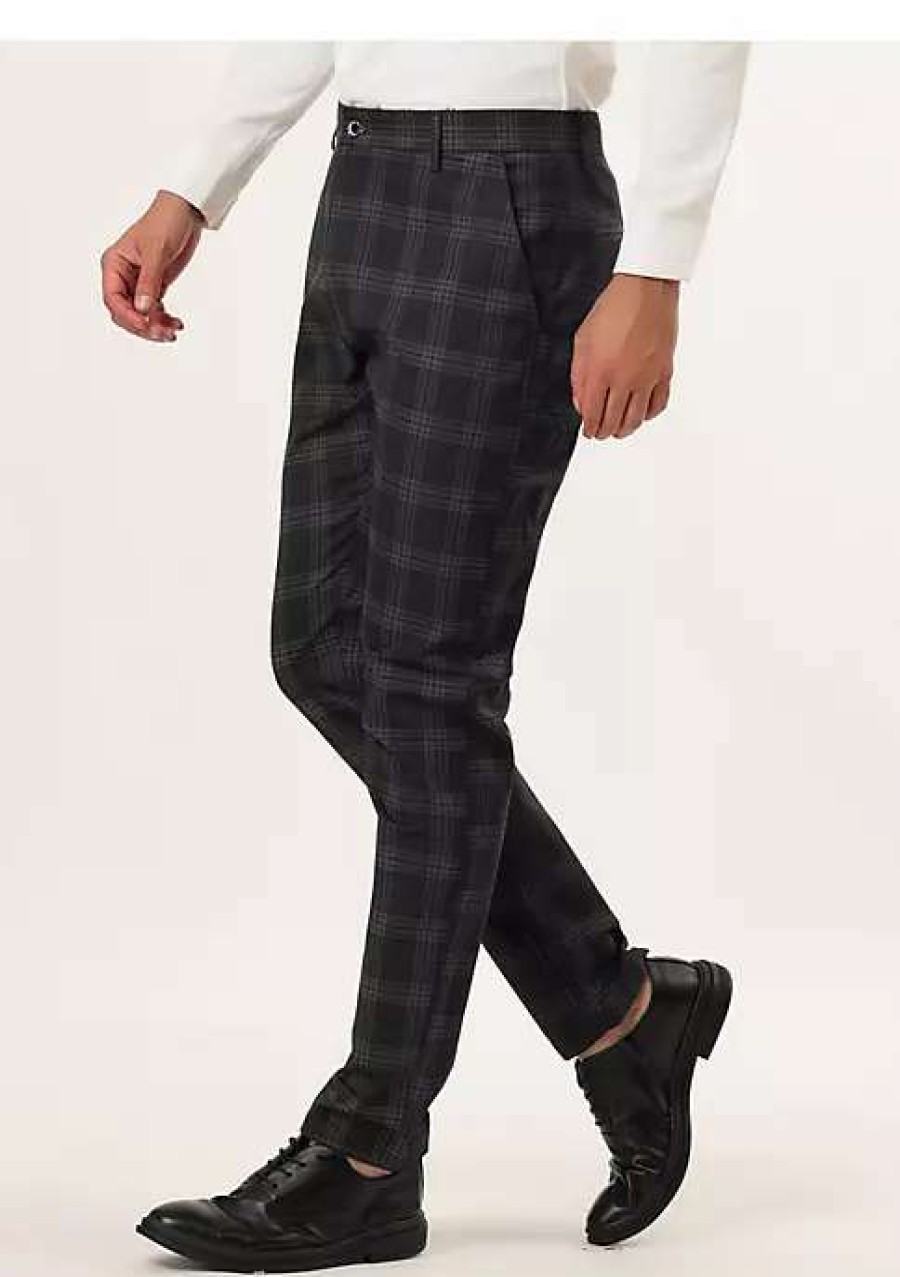 Men * | Best Sale Lars Amadeus Men'S Slim Fit Plaid Checks Pattern Dress Chino Pants Trousers