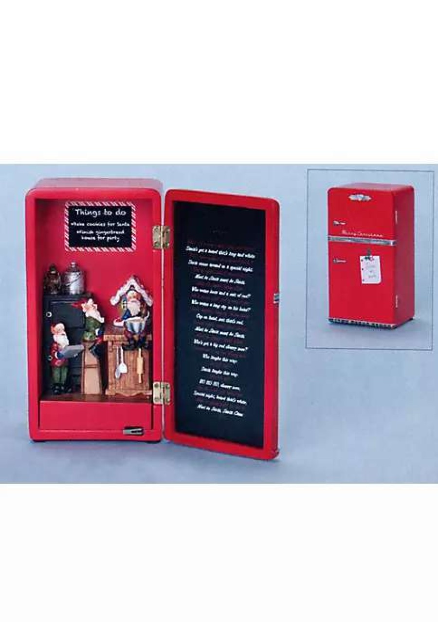 Home * | Best Sale Roman 7 And Black Fridge Full Of Elves Led Lights Christmas Figurine Red