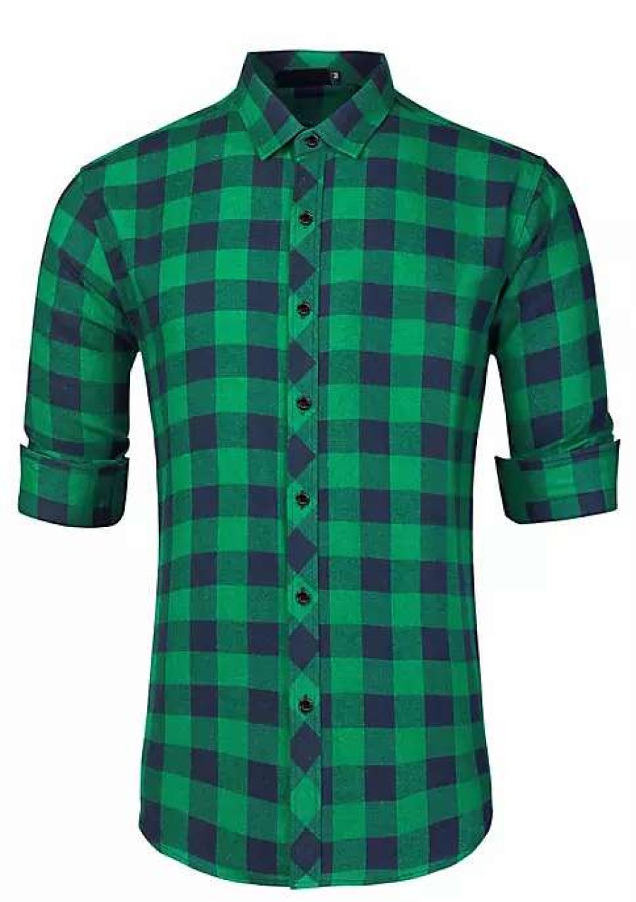 Men * | Hot Sale Lars Amadeus Men'S Plaid Shirt Casual Long Sleeve Button Down Checked Dress Shirts