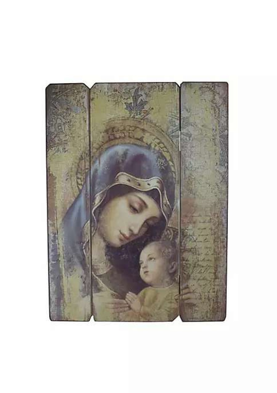 Home * | Best Reviews Of Roman 26 Joseph'S Studio Distressed Antique-Style Madonna And Child Panel Wall Decor Brown