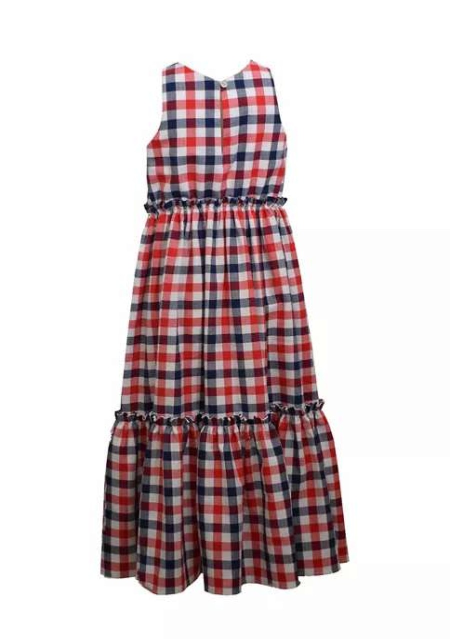 Kids * | New Bonnie Jean Girls 7-16 Americana Check Maxi Dress Red