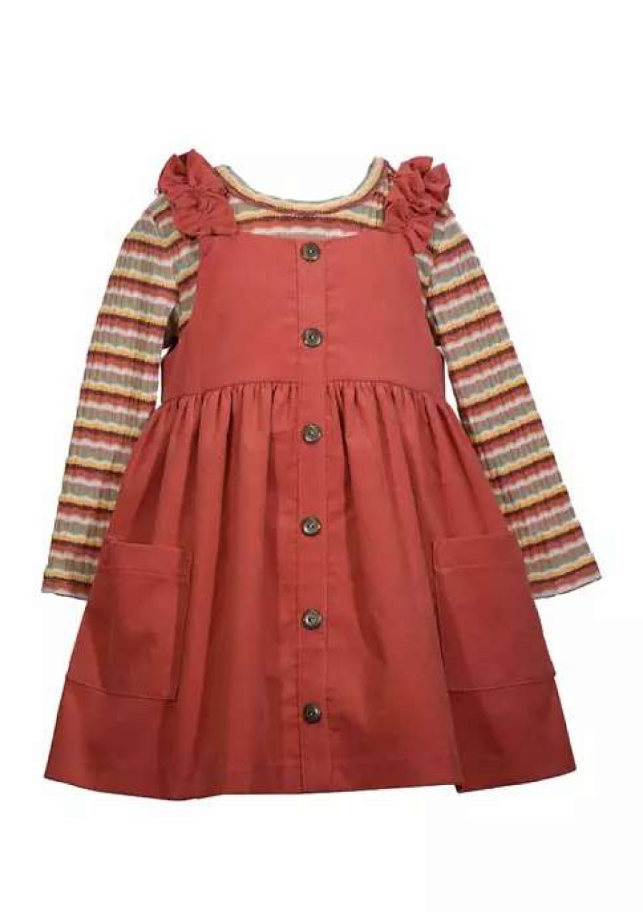 Kids * | Deals Bonnie Jean Toddler Girls Corduroy Button Front Jumper Spice