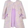 Kids * | Best Reviews Of Bonnie Jean Baby Girls Long Sleeve Tweed Coat And Tulle Dress Lavender