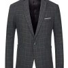 Men * | Brand New Lars Amadeus Men'S Plaid Blazer Lapel Collar Slim Fit Checked Print Sport Coats