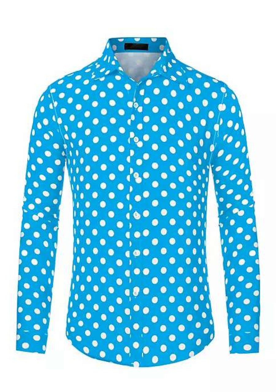 Men * | New Lars Amadeus Men'S Polka Dots Print Dress Shirt Button Down Long Sleeves Casual Shirts