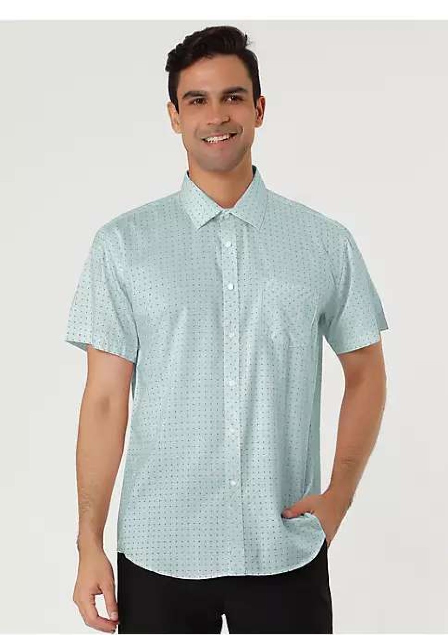 Men * | Deals Lars Amadeus Men'S Printed Cotton Dress Short Sleeves Polka Dots Button Down Shirt