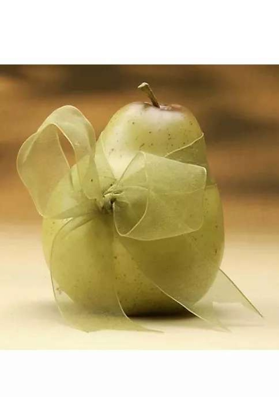 Home * | Buy Roman 4 Decorative Pear Fruit With Sheer Ribbon Figure Green