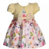 Kids * | Brand New Bonnie Jean Baby Girls Short Sleeve Floral Bow Cardigan Dress Yellow