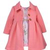 Kids * | Cheap Bonnie Jean Baby Girls Long Sleeve Floral Coat Set Coral