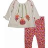 Kids * | Best Pirce Bonnie Jean Girls 4-6X Long Sleeve Dangling Pumpkin Set Ivory